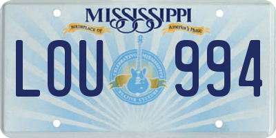 MS license plate LOU994
