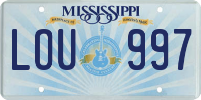 MS license plate LOU997