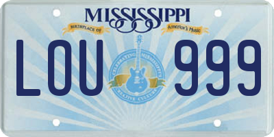 MS license plate LOU999