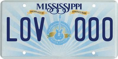 MS license plate LOV000