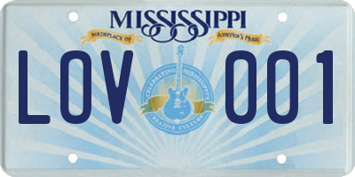MS license plate LOV001