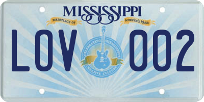 MS license plate LOV002
