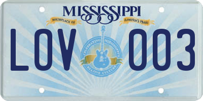 MS license plate LOV003