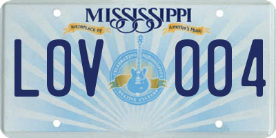 MS license plate LOV004