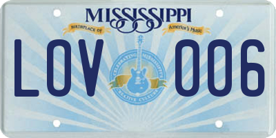 MS license plate LOV006