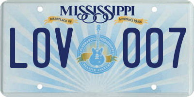 MS license plate LOV007