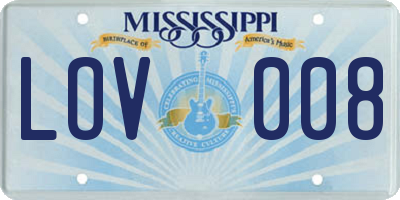 MS license plate LOV008