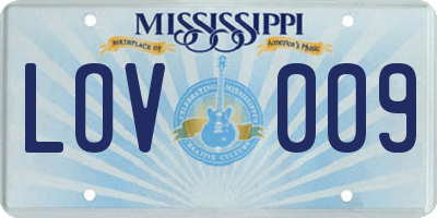 MS license plate LOV009