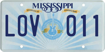 MS license plate LOV011