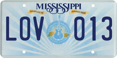 MS license plate LOV013