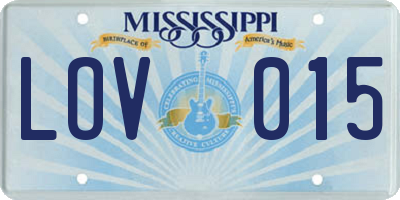 MS license plate LOV015