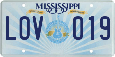 MS license plate LOV019