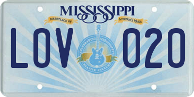 MS license plate LOV020