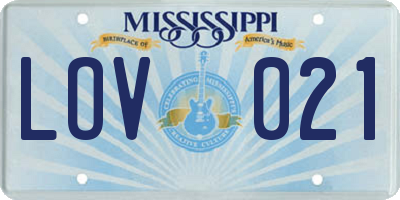 MS license plate LOV021