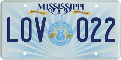 MS license plate LOV022