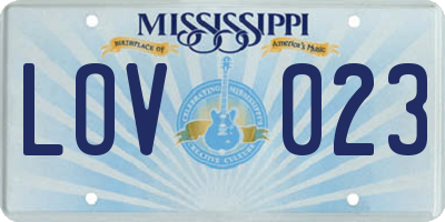 MS license plate LOV023