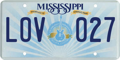 MS license plate LOV027