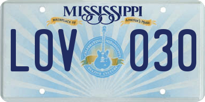MS license plate LOV030