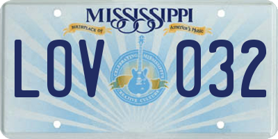 MS license plate LOV032