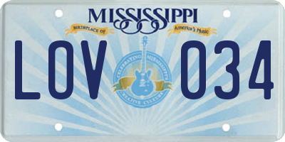 MS license plate LOV034