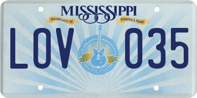 MS license plate LOV035