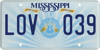 MS license plate LOV039