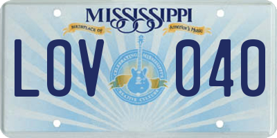 MS license plate LOV040