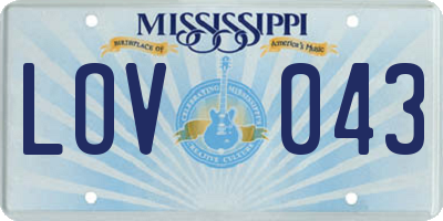 MS license plate LOV043