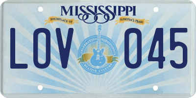 MS license plate LOV045