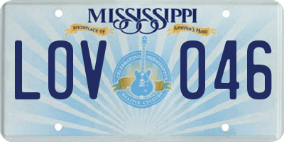 MS license plate LOV046