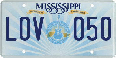 MS license plate LOV050