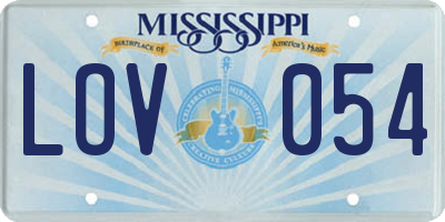 MS license plate LOV054