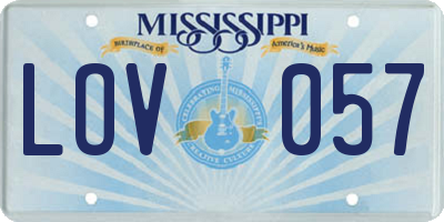MS license plate LOV057