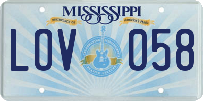 MS license plate LOV058