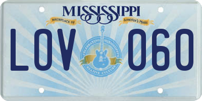 MS license plate LOV060