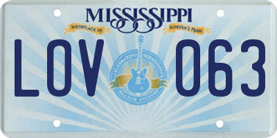 MS license plate LOV063