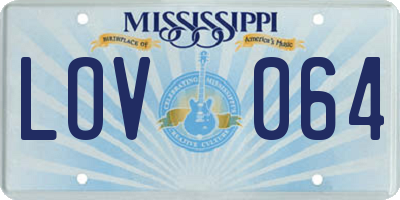 MS license plate LOV064