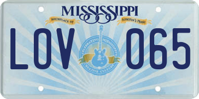 MS license plate LOV065