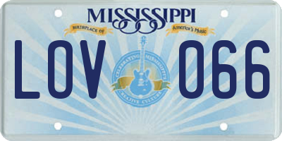 MS license plate LOV066