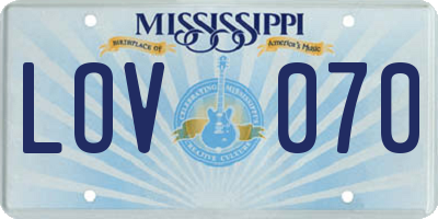 MS license plate LOV070