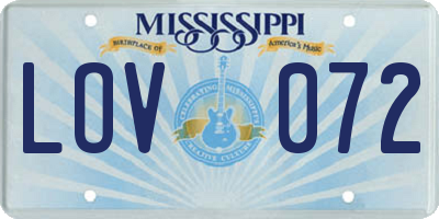 MS license plate LOV072