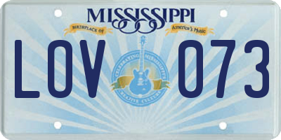 MS license plate LOV073