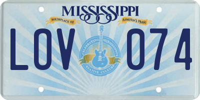MS license plate LOV074