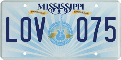 MS license plate LOV075