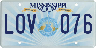 MS license plate LOV076
