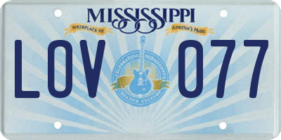 MS license plate LOV077