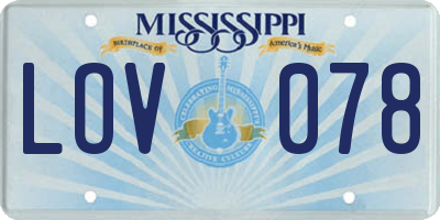 MS license plate LOV078