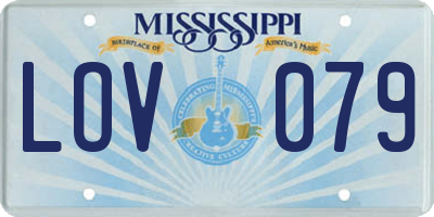 MS license plate LOV079