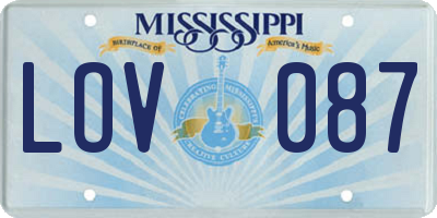 MS license plate LOV087