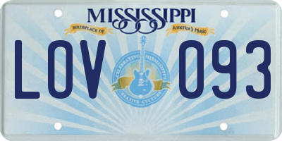 MS license plate LOV093